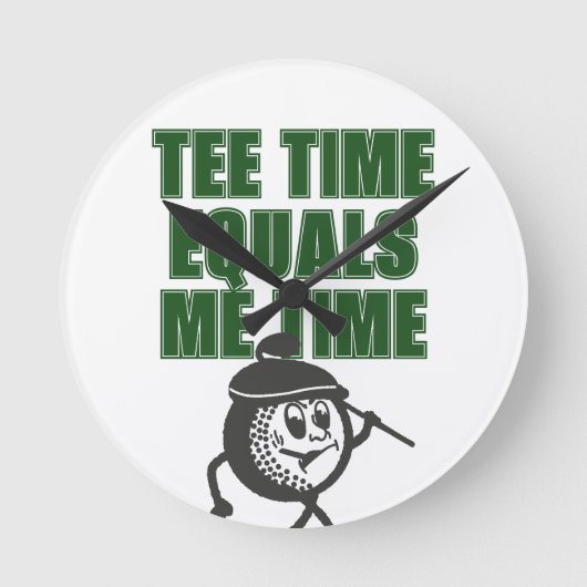 Fathers Day Office Golf Dad Tee Time Equals Me ラウンド壁時計 (正面)