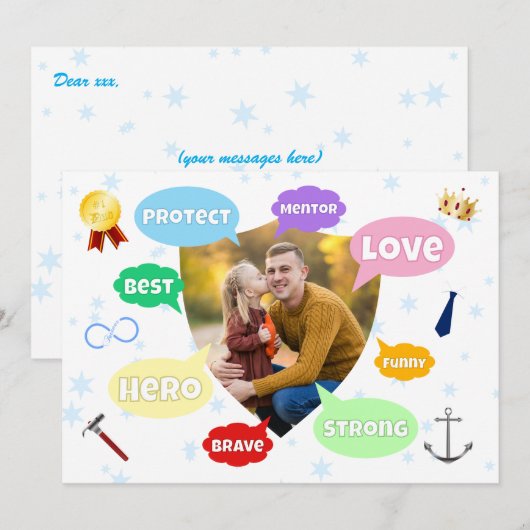 Fathers Day Photo Word Clouds Best Dad Father (正面/裏面)