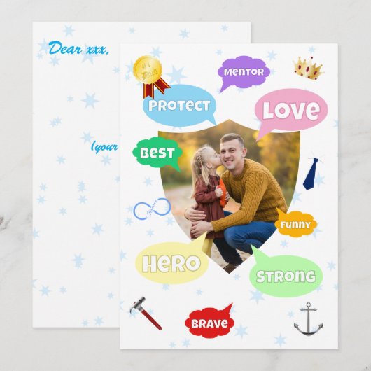 Fathers Day Photo Word Clouds Best Dad Father (正面/裏面)