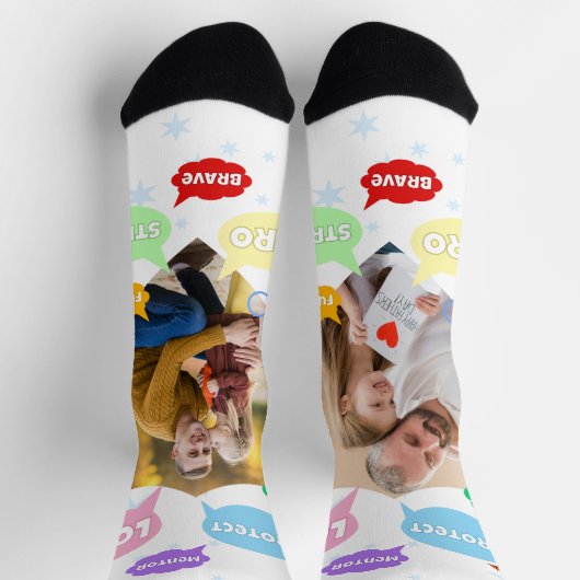 Fathers Day Photo Word Clouds Best Dad Father ソックス (上部)