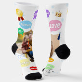 Fathers Day Photo Word Clouds Best Dad Father ソックス (傾斜あり)