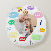 Fathers Day Photo Word Clouds Best Dad Father ラウンドクッション (裏面)