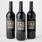 Father's Day Proud Dad Of A Nurse ワインラベル (ボトル)