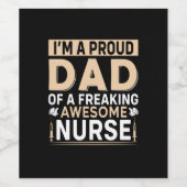 Father's Day Proud Dad Of A Nurse ワインラベル (シングルラベル)