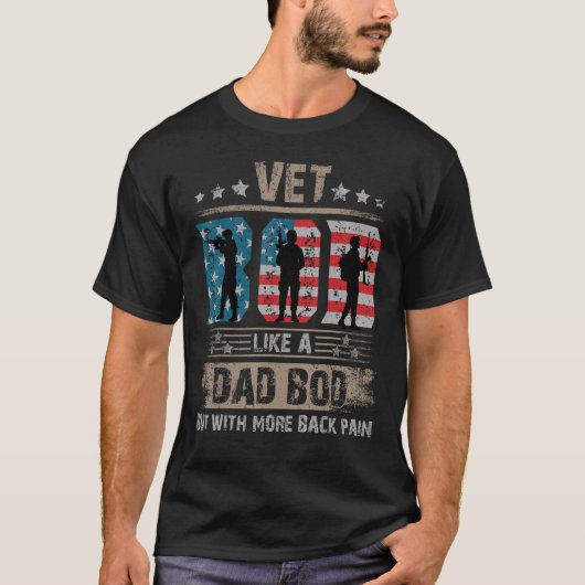 Fathers Day quote vet bod like dad bod back pain V Tシャツ (正面)