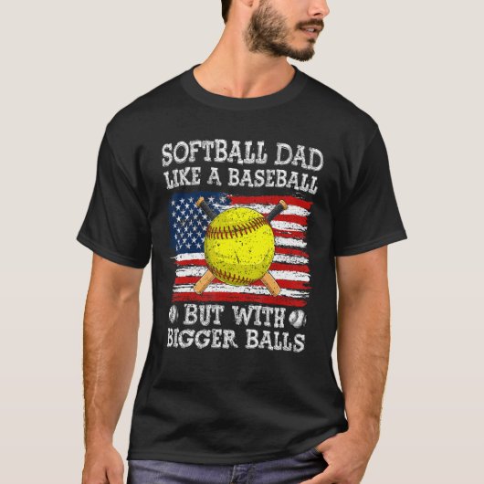 Fathers Day Softball Dad Like A Baseball Dad US Fl Tシャツ (正面)
