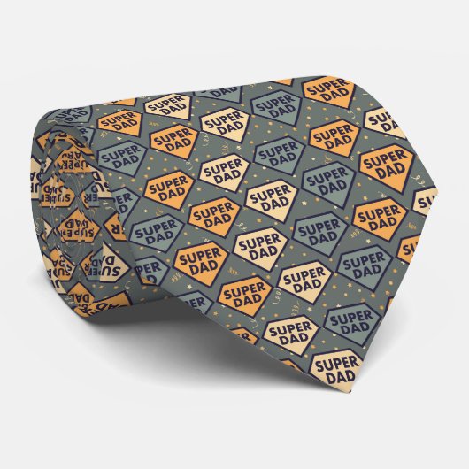 Father's Day Super Dad Pattern Necktie Tie ネクタイ (ロール)