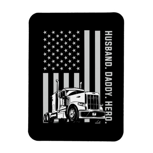 Father's Day | Trucker Dad American Flag マグネット (縦)