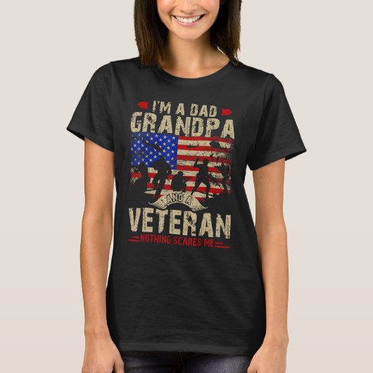 Father's Day  Veterans Day I'm a Dad Grandpa and a Tシャツ (正面)
