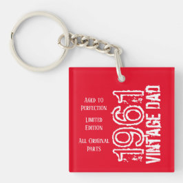 Father's Day Vintage Red with White Retro Keychain キーホルダー