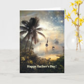 Fathers Day with Tropical Paradise Island Sailing カード (黄色い花)