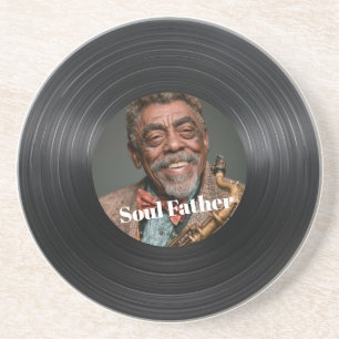 Father's DayCustom Photo Sax&Record Sandstone コースター