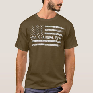 Fathers Say Best Grandpa Ever With US American Fla Tシャツ