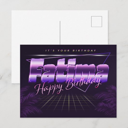 Fatima Name Vorname lila Postkarte Geburtstag ポストカード (正面/裏面)