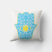 Fatima.pnのMiriam手の黄色いティール（緑がかった色） Hamsa手 クッション (裏面)