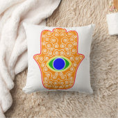 Fatima.pngのMiriam手の虹Hamsa手 クッション (ブランケット)