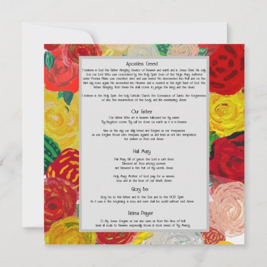 Fatima Prayer Card 招待状 (裏面)