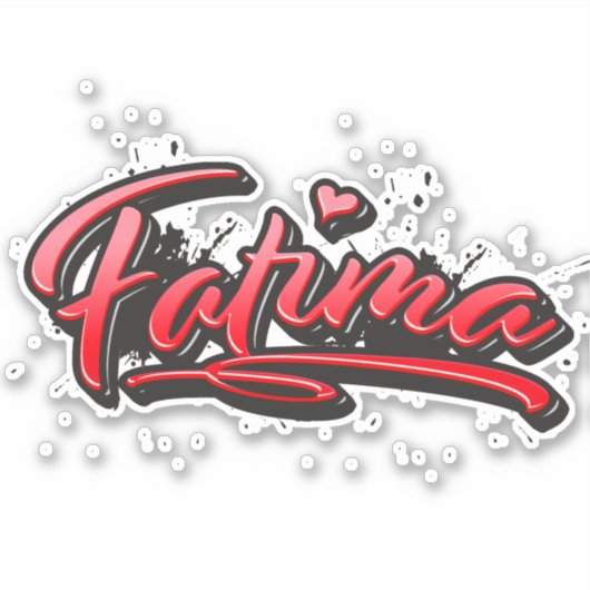 Fatima red Heart Graffiti Aufkleber Sticker シール (正面)