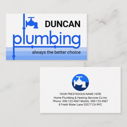 Faucet Pipeline Leaking Blue Water 名刺 (正面/裏面)