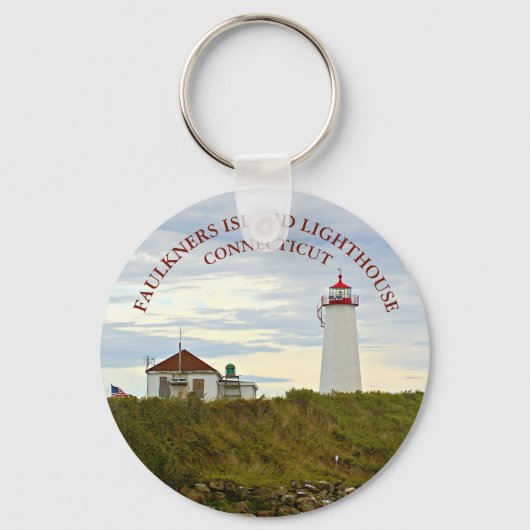 Faulkners Island Light house, Connecticut Keychain キーホルダー (正面)