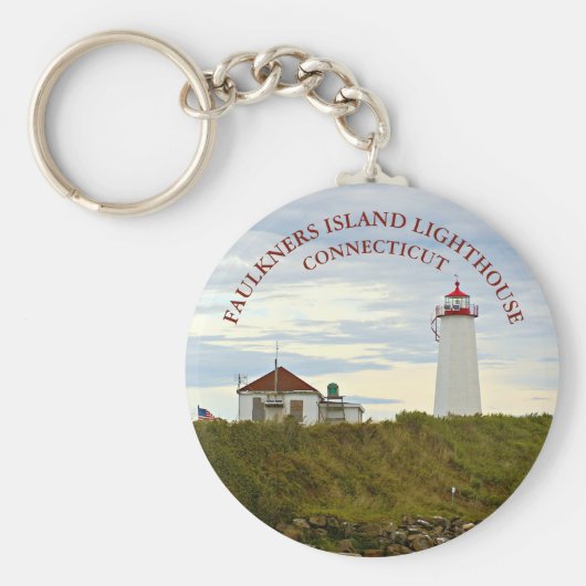 Faulkners Island Light house, Connecticut Keychain キーホルダー (正面)