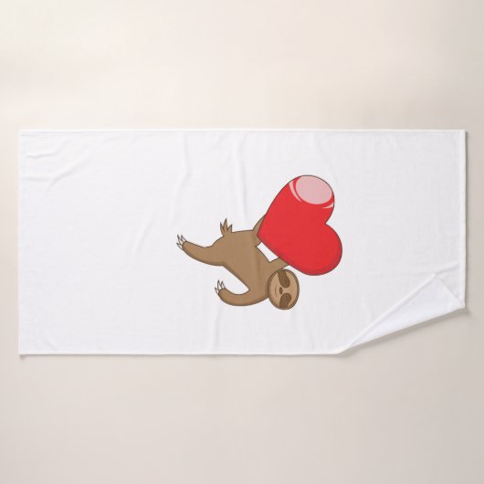 Faultier mit Herz "Ich liebe Faultiere" バスタオル (バスタオル)