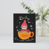 Faultier (Sloffee) badet in Kaffee im Winter ポストカード (スタンド正面)