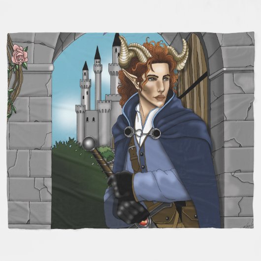 Faun Horned Fae Fantasy  フリースブランケット (正面(横))