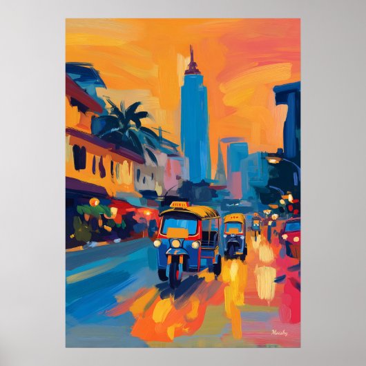 Fauvist Bangkok Tuk Tuk Street ポスター (正面)