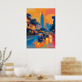 Fauvist Bangkok Tuk Tuk Street ポスター (キッチン)