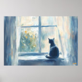 Fauvist Cat in Sunlit Window – カスタマイズ可能な落ち着き ポスター (正面)