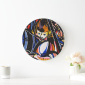Fauvist Child Modern Art Wall Clock ラージ壁時計 (ホーム)