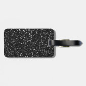 *Fauxの黒く、ピンクのグリッターのパーソナライズなガーリー ラゲッジタグ (裏面横)