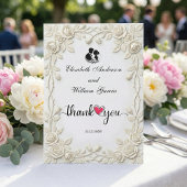 Faux 3D Embossed Cream Roses Plaster サンキューカード