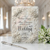 Faux 3D Embossed Floral Bas-Relief Classic 招待状