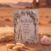 Faux 3D Embossed Relief Cream Baroque Cathedral セーブザデート