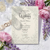 Faux 3D Plaster Effect Floral Angel Wedding 招待状