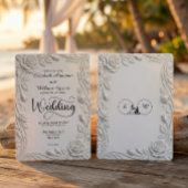 Faux 3D Sculpted Floral Bas Relief Ivory  Wedding 招待状