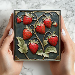 Faux 3D Strawberry Vintage Ceramic Tile Print タイル