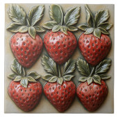 Faux 3D Strawberry Vintage Ceramic Tile Print タイル (正面)