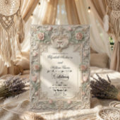 Faux Bas Relief 3D Sculpted Swans 招待状