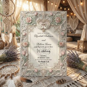 Faux Bas Relief 3D Sculpted Swans 招待状