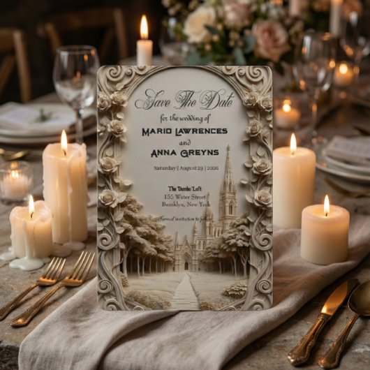 Faux Bas-Relief Carved Floral Archway セーブザデート