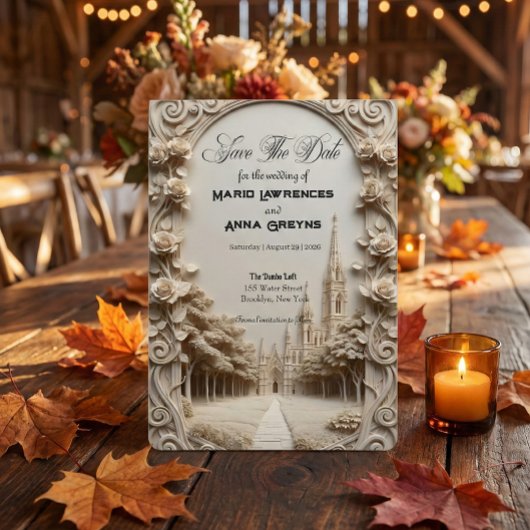 Faux Bas-Relief Carved Floral Archway セーブザデート