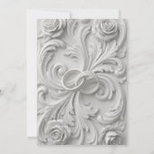 Faux Bas Relief Ornate White Wedding Invitation 招待状 (裏面)
