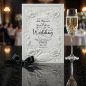 Faux Bas Relief Swan Rose Formal Garden Wedding 招待状