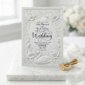 Faux Bas Relief Swan Rose Formal Garden Wedding 招待状