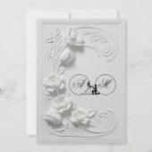 Faux Bas Relief Swans Heart Classical Wedding 招待状 (裏面)