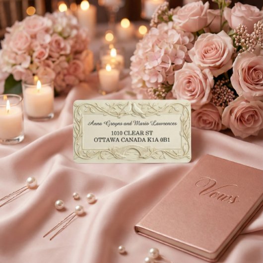 Faux Bas-Relief  Wedding Return Address Labels ラベル