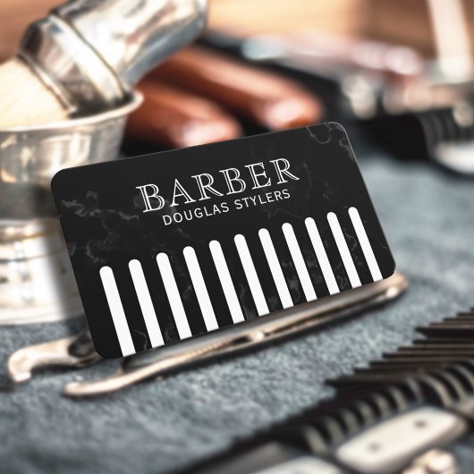 Faux black comb barber 名刺